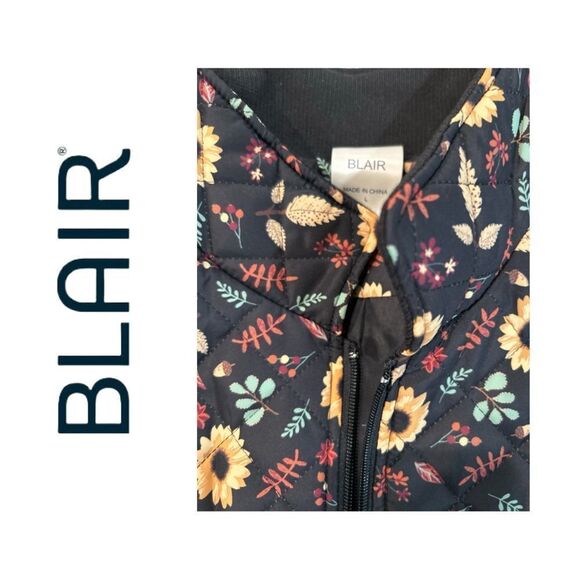 Blair Women’s Floral‎ Quilted Zip Front Vest - Size L - Picture 3 of 3